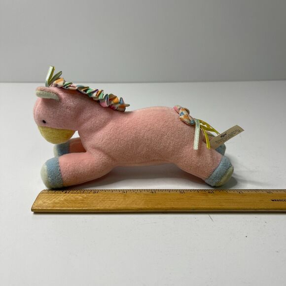 Russ Berrie Pink Unicorn Plush 6.5" Baby Toddler Stuffed Animal Squeaker Toy - Picture 9 of 14